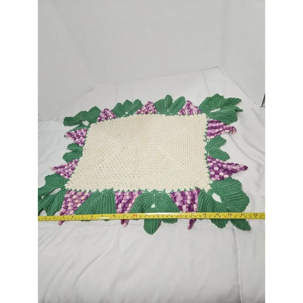 Vintage Crocheted Doily With Grape Clusters 21